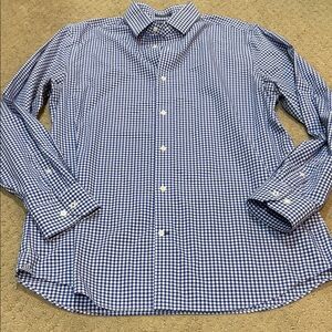 Banana Republic Blue and White Gingham Men's Shirt